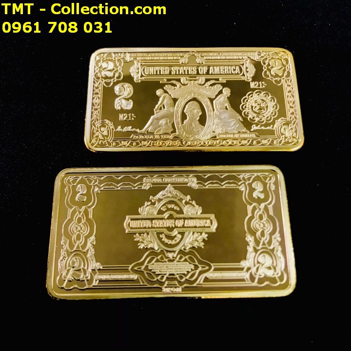 Medal hình 2 Dollars Mỹ, Trưng bày trên bàn sách, bàn làm việc, cửa sổ -TMT Collection - SP005209