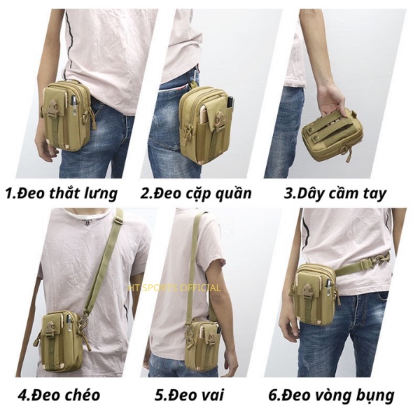 Túi đeo hông, đeo chéo kiểu lính HT Sports nhiều ngăn tiện lợi vải dày dặn chống thấm nước | BigBuy360 - bigbuy360.vn