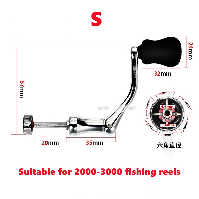 Tay quay máy câu cá kim loại thay thế size S/M/L chuyên dụng