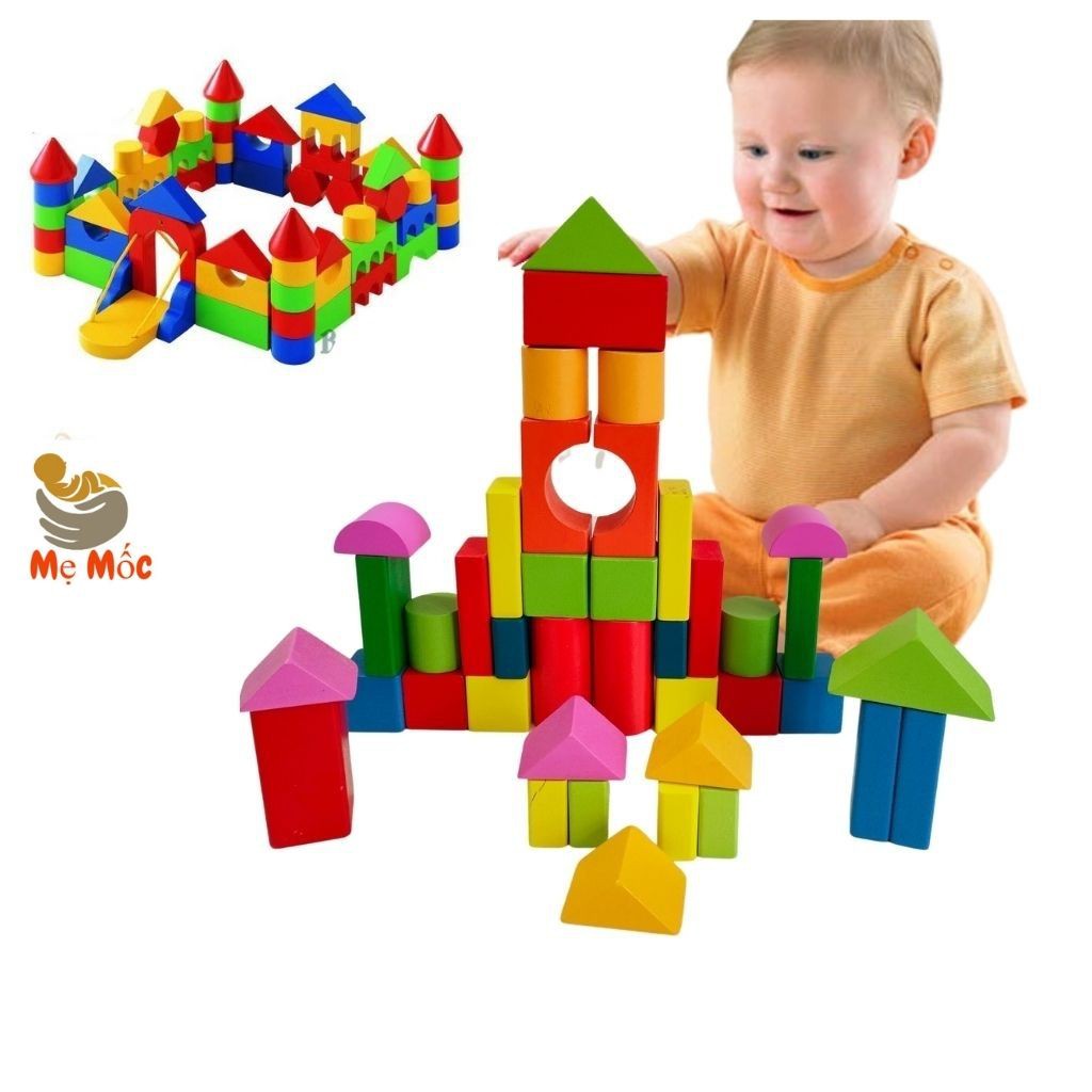 Bộ Đồ Chơi Lắp Ghép Hình Khối Sắc Màu Building Block Cho Bé Thỏa Sức Sáng Tạo Tư Duy Trí Tuệ - Shop Mẹ Mốc ,BDT