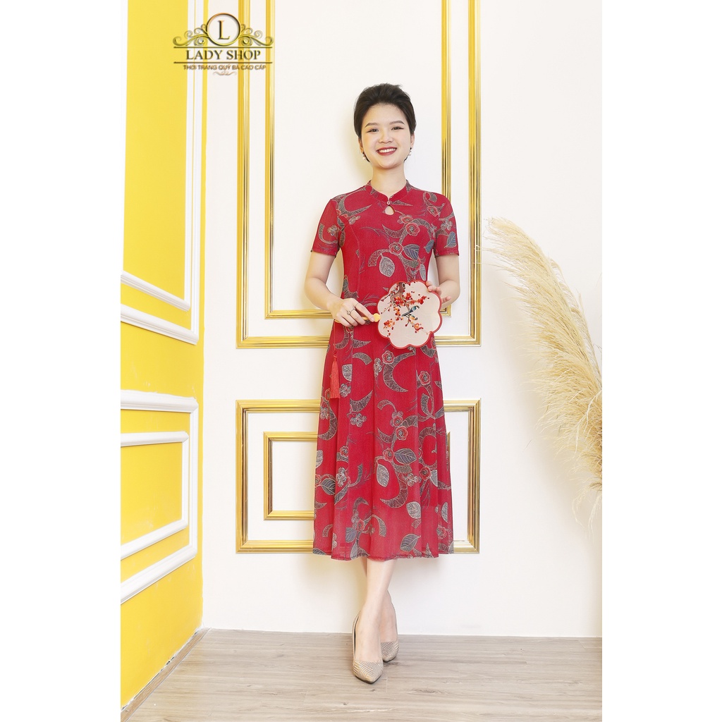 Đầm Xòe Cổ Tàu Ladyshop thời trang trung niên cao cấp TK829