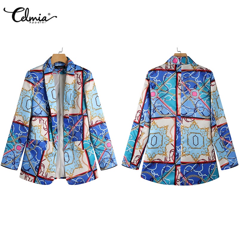 Áo khoác blazer CELMIA tay dài in họa tiết phong cách vintage dành cho nữ | BigBuy360 - bigbuy360.vn