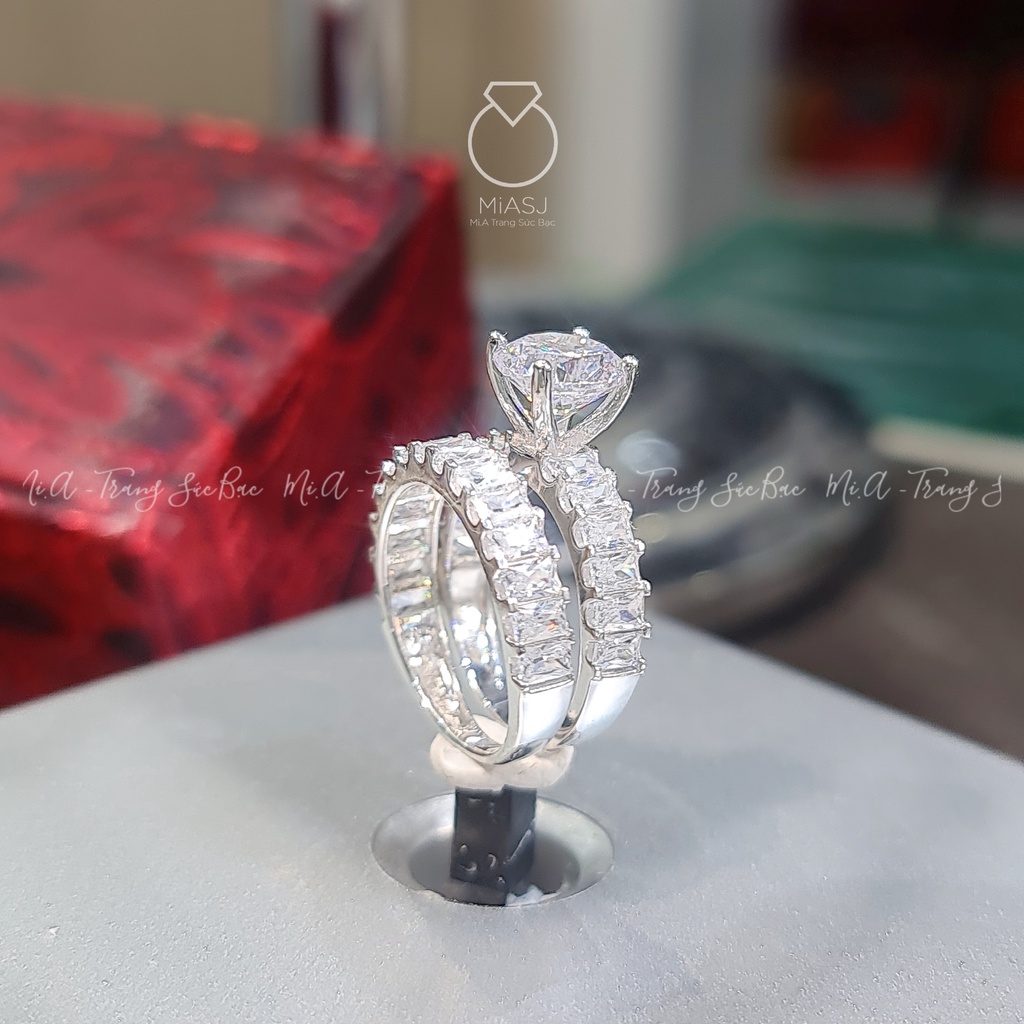Nhẫn cặp đôi bạc Ý S925 nạm đá cao cấp MiASJ N522/N523