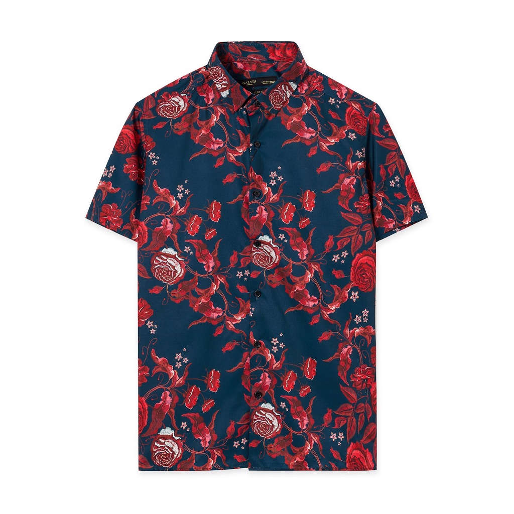 Áo sơ mi tay lỡ Galvin form rộng chất mát cộc tay đứng dáng unisex SMGV149-M7 - Leo Vatino