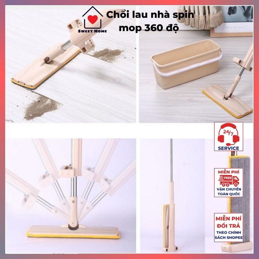 Chổi Lau Nhà 𝐓𝐮̛̣ 𝐕𝐚̆́𝐭 Thông Minh Spin Mop thiết kế gọn nhẹ, siêu tiện dụng