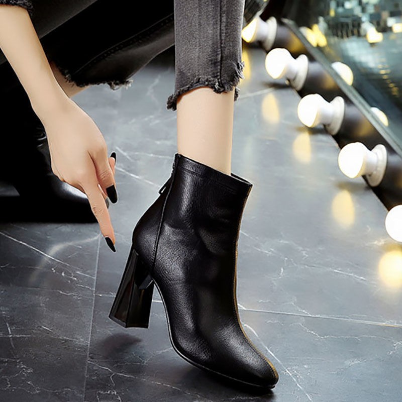 Bốt da gót vuông thời trang mùa thu 2020 cho nữ | BigBuy360 - bigbuy360.vn