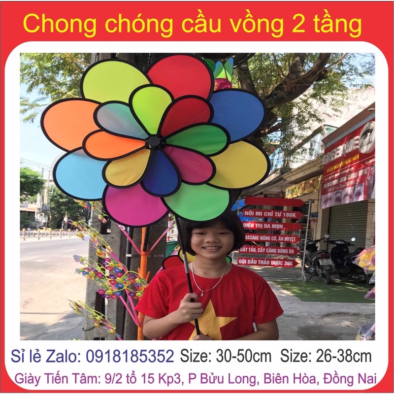 Chong chóng cầu vồng 2 tầng, tặng kèm keo 502 + hướng dẫn ráp + chong chóng nhỏ. Hàng loại 1 chất lượng.