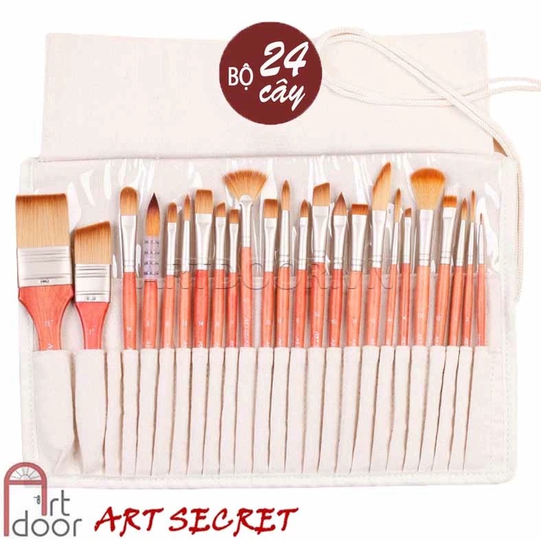 [ARTDOOR] Bộ cọ vẽ ART SECRET 24 cây (kèm túi vải)