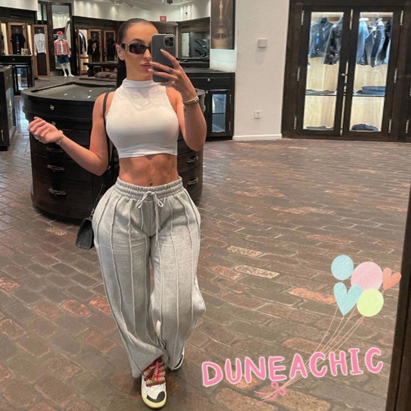 DUNEA Quần Dài Thể Thao Lưng Cao Dáng Rộng Co Giãn Tốt Thiết Kế Quyến Rũ Cho Nữ