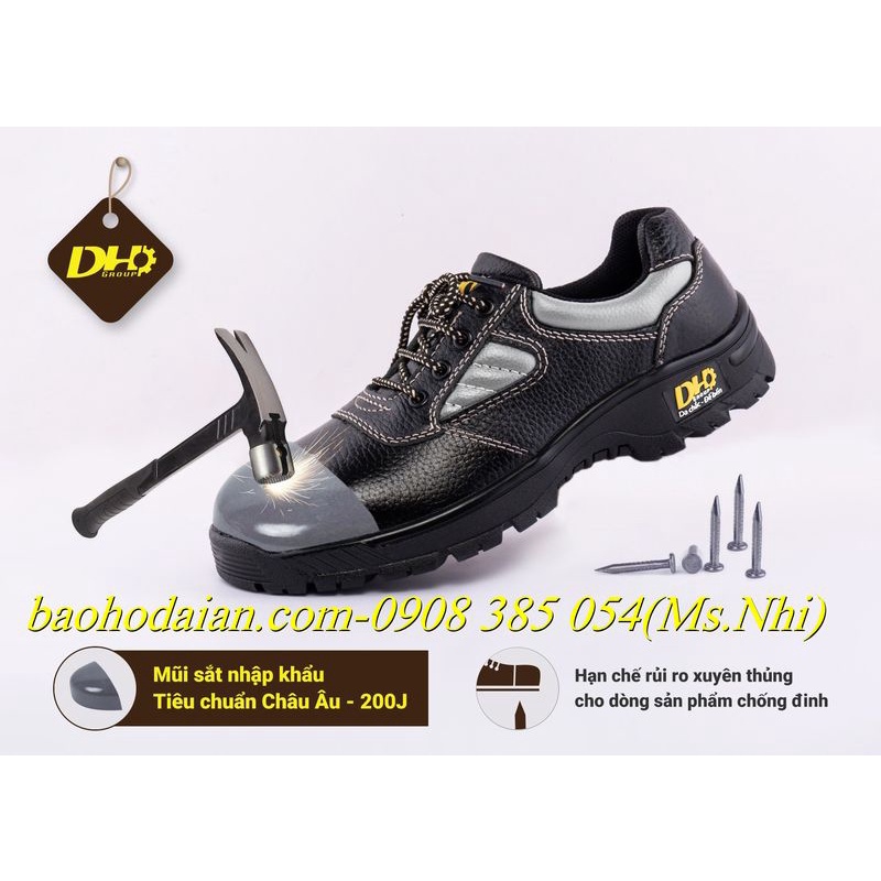Giày da bảo hộ lao động chính hãng DH20 mũi sắt đế thép bảo vệ chân- Hình thật