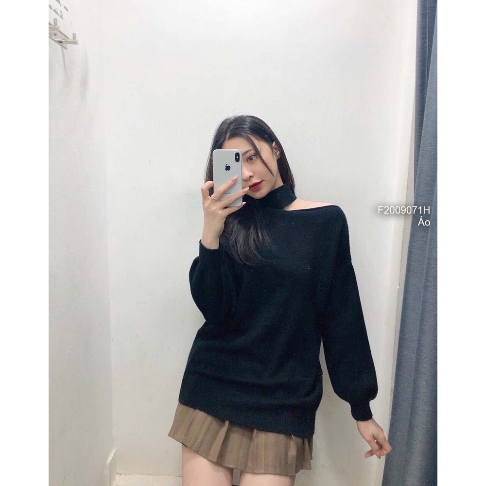 Áo len kiểu hở bên vai form rộng giấu quần tay dài hàng đẹp QC!