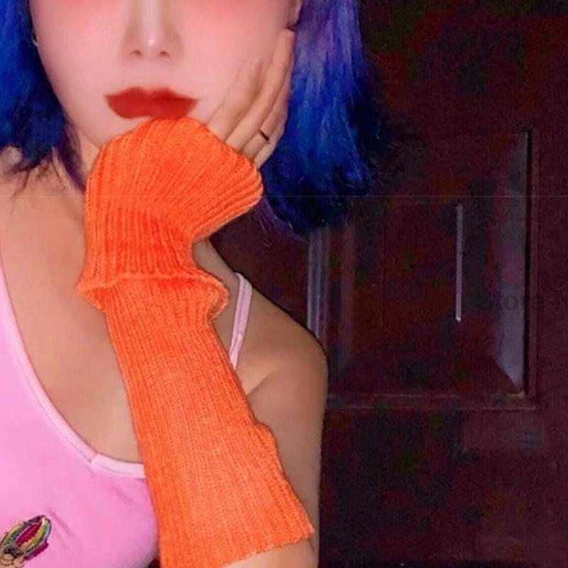 Vớ len cổ cao màu dạ quang phong cách punk thập niên 80