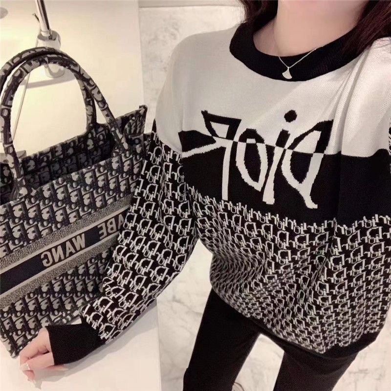 Hàng Có Sẵn!Dior!Áo Khoác Cardigan Dệt Kim Dáng Rộng Giữ Ấm Thiết Kế Mới Trẻ Trung