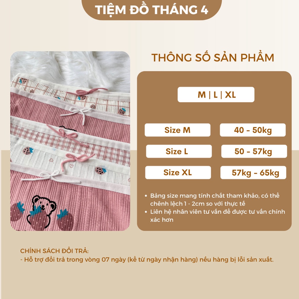 Quần Chip Nữ TIỆM ĐỒ THÁNG 4 Lót Nữ Cotton Kháng Khuẩn Họa Tiết Siêu Cute Dễ Thương Giao Màu Ngẫu Nhiên CHIP CUTE