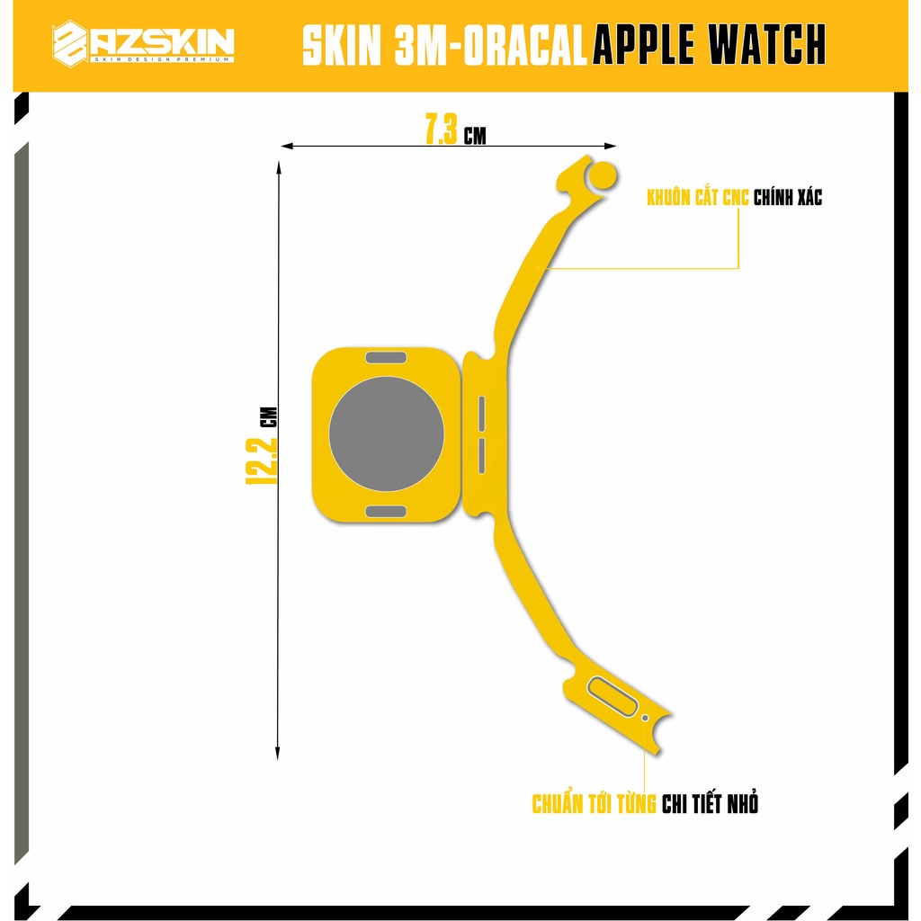 Miếng Dán Skin Apple Watch Gold Bóng |SK_AWORC07| Chất Liệu Film 3M Cao Cấp Nhập Khẩu, Cắt CNC, Dán Full Body Máy