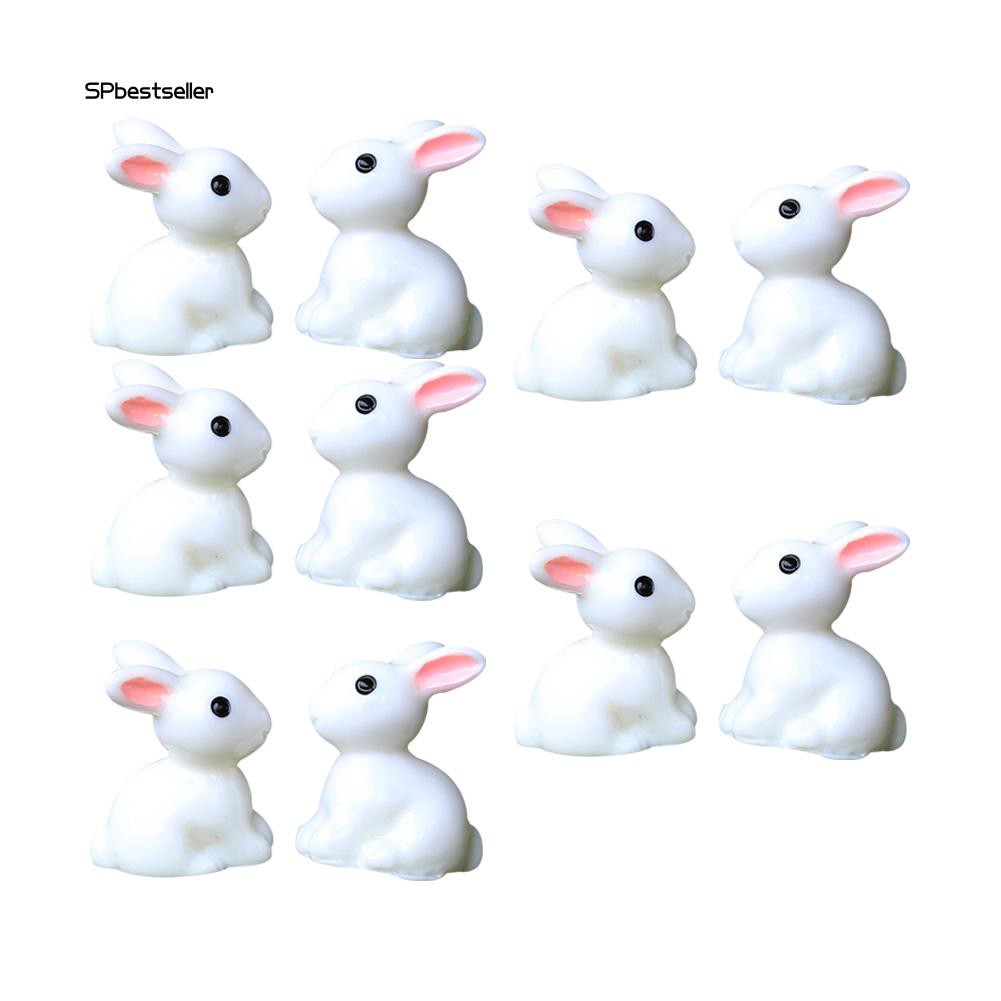 Set 10 tượng mô hình chú thỏ bằng nhựa trang trí tiểu cảnh
