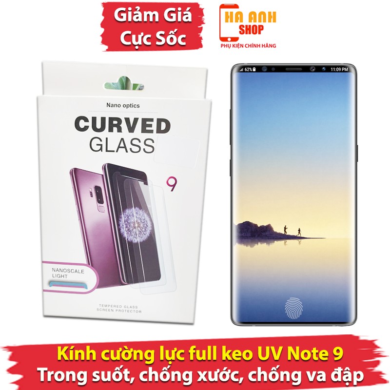 kính cường lực Note 9 full keo UV cao cấp 5 món