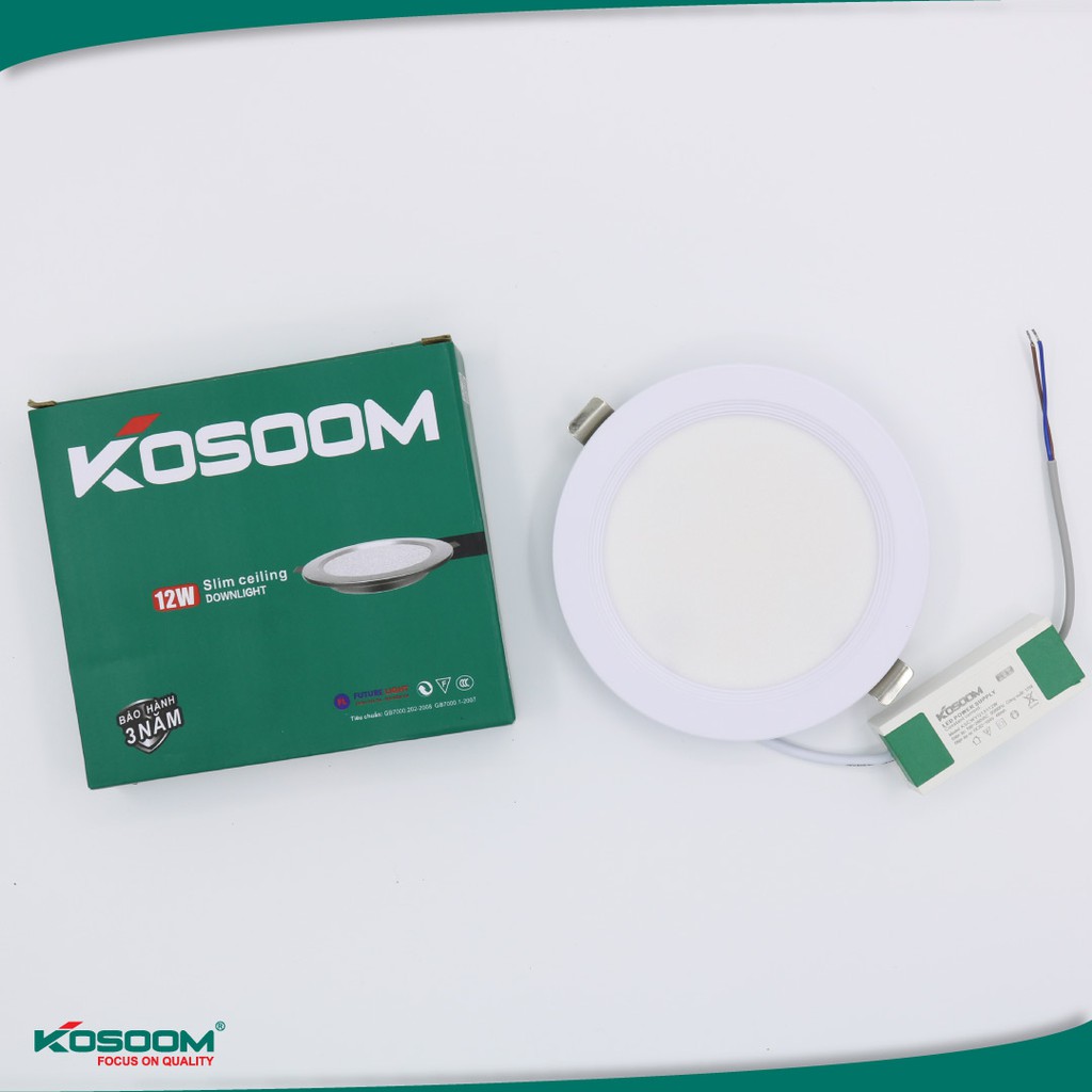 Đèn LED âm trần Siêu mỏng 8W - 12W viền trắng Kosoom