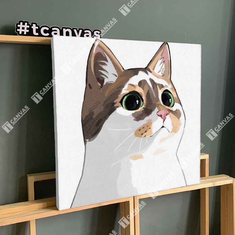 TRANH MÈO | Tranh Canvas tràn viền Mèo cute đáng yêu Vẽ tay Tranh treo tường Động vật ngộ nghĩnh | MEO22 1-16