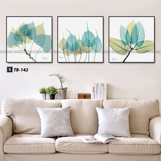 Tranh canvas mẫu 3 tấm vuông khung đen