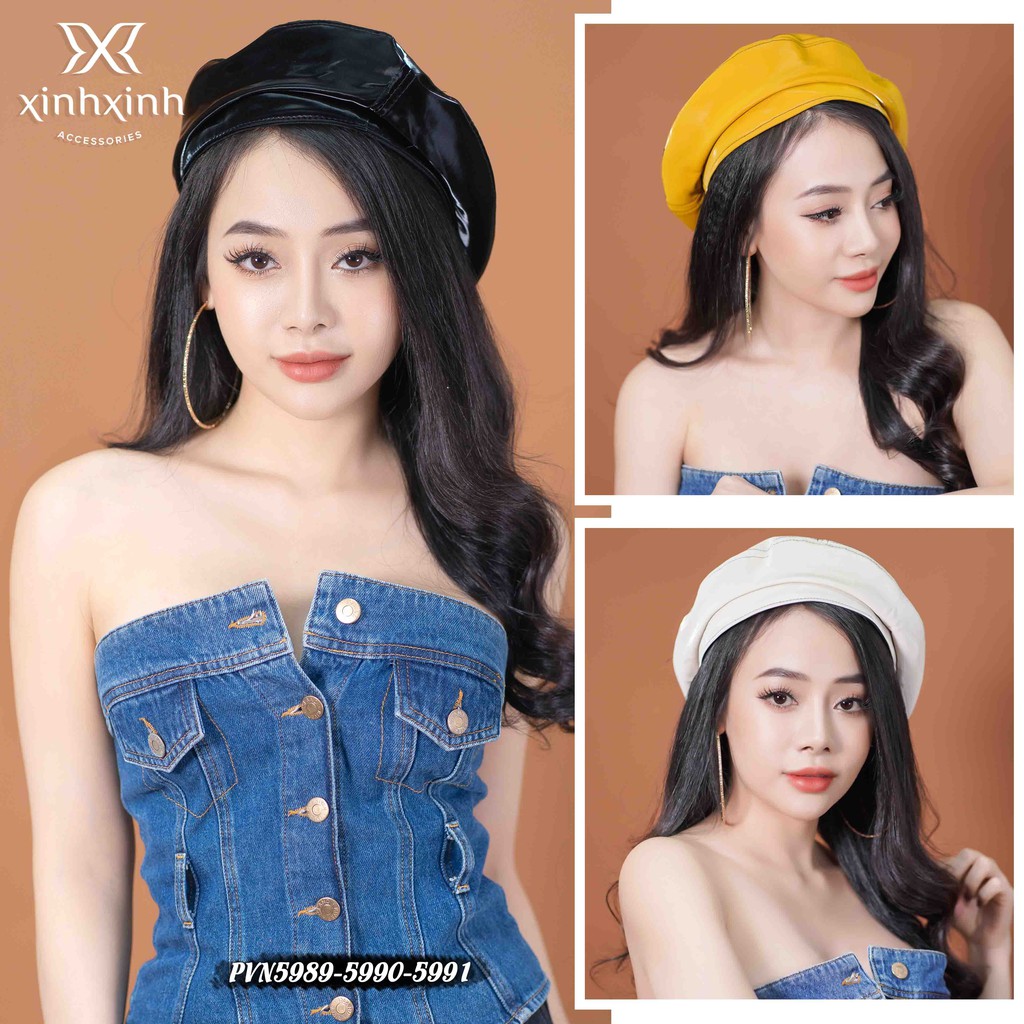 Mũ nồi Beret da bóng cá tính - Xinh Xinh Accessories