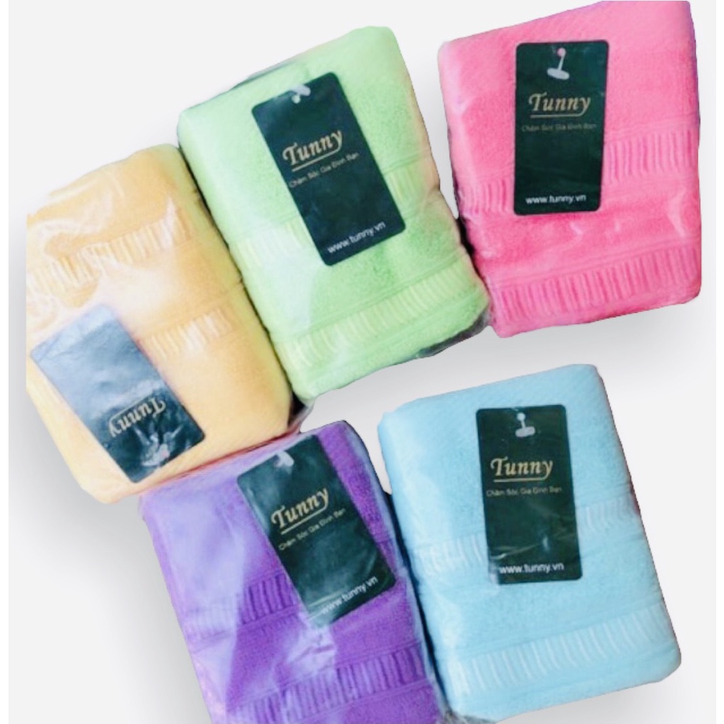 Khăn mặt 100% cotton siêu thấm hút không sổ lông phai màu cao cấp Tunny 30 x 50 cm khăn lau mặt mềm mịn dungemishhop