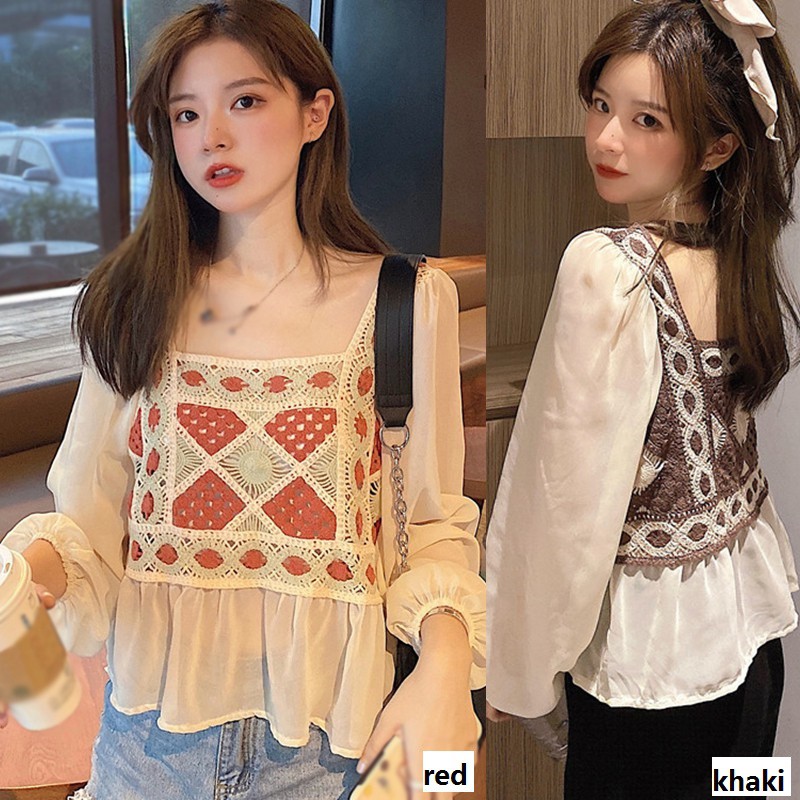 Áo chiffon tay dài phong cách Hàn Quốc thời trang thanh lịch cho nữ