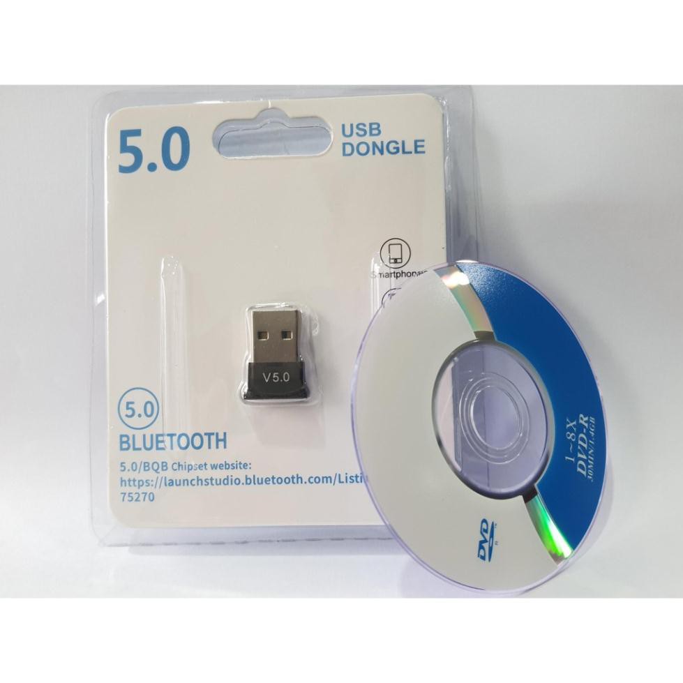 USB Bluetooth 5.0 CSR cho máy tính laptop tạo kết nối không dây LOẠI TỐT bắt sóng cực khỏe mét tặng đĩa cài