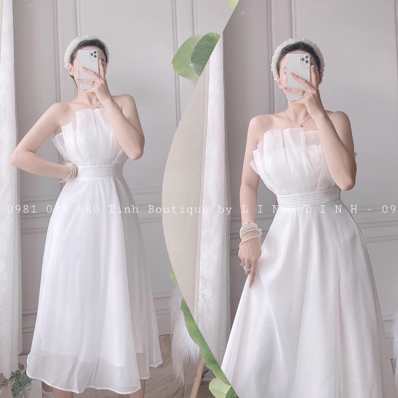 Đầm dự tiệc, Đầm cúp ngực voan kiếng, Freesize từ 45-55kg