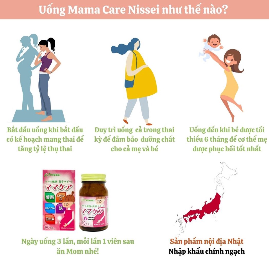 Vitamin tổng hợp cho bà bầu mẹ sau sinh cho con bú Mama Care Nissei Nhật Bản Shop Mami Mon