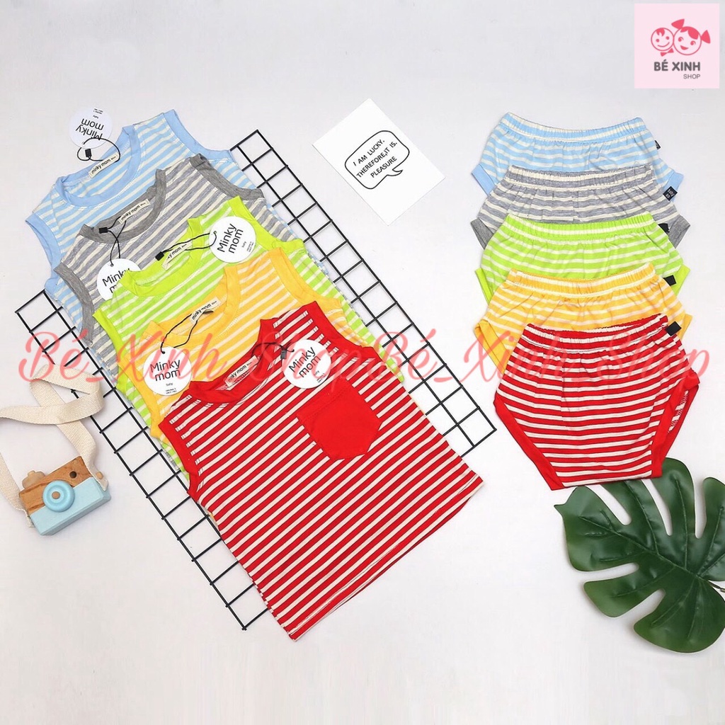 Bộ ba lỗ sát nách thun lạnh cho bé Minky Mom [Cực yêu] Bộ hè Minky Mom BA 3 LỖ KẺ SỌC cho bé trai gái trẻ em thun lạnh