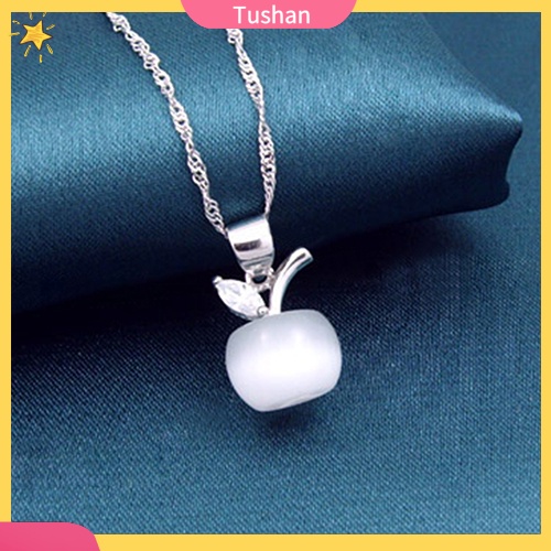 Cô gái Apple Hình dạng Faux Opal Khối Zirconia Bạc Mạ Mặt dây chuyền cho vòng cổ