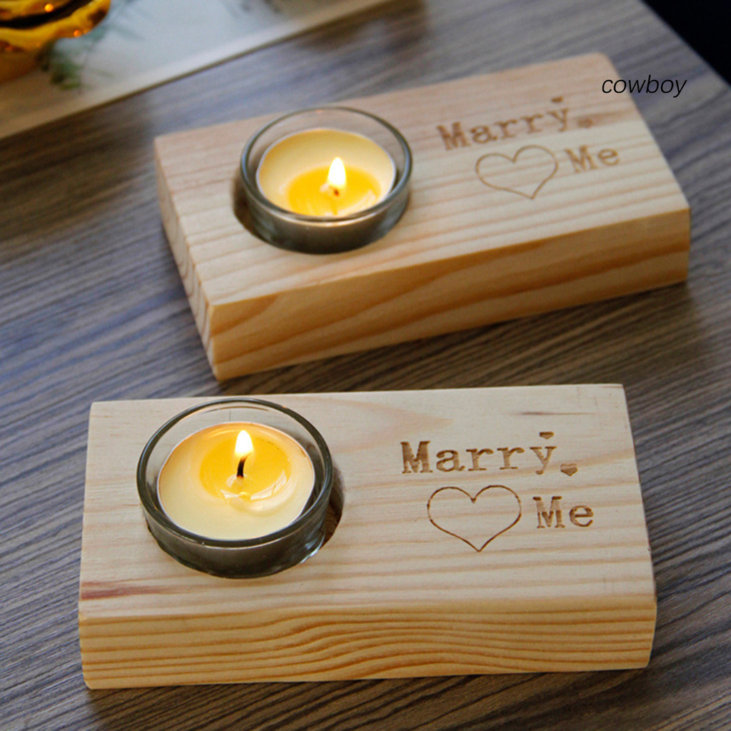 COB|Candle Holder Simple Table Decoration Nordic Style Romantic Wooden Pastoral Candlestick for Marriage Proposal