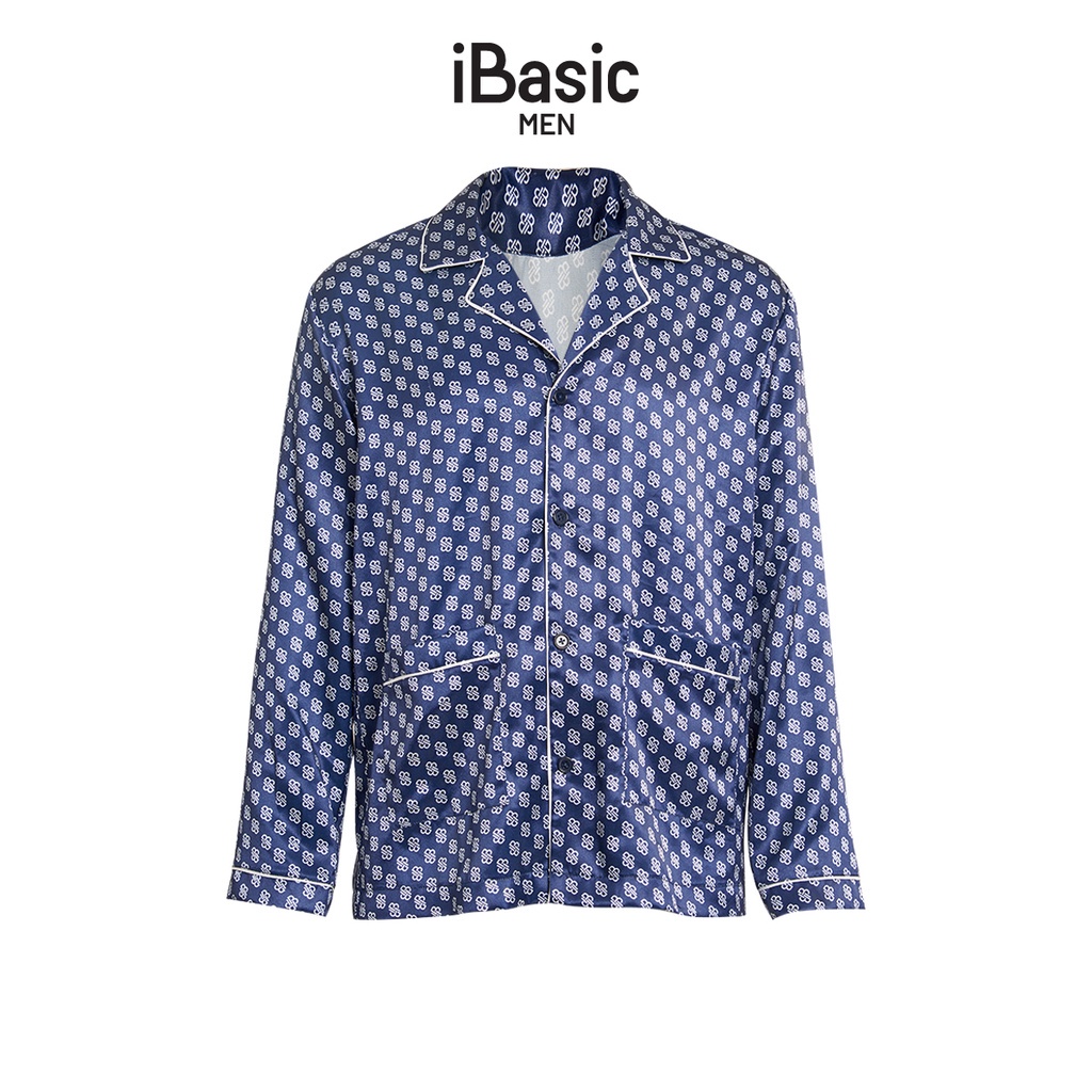 Bộ pyjama nam lụa Satin hoạ tiết icon iBasic HOMM016T và HOMM017B