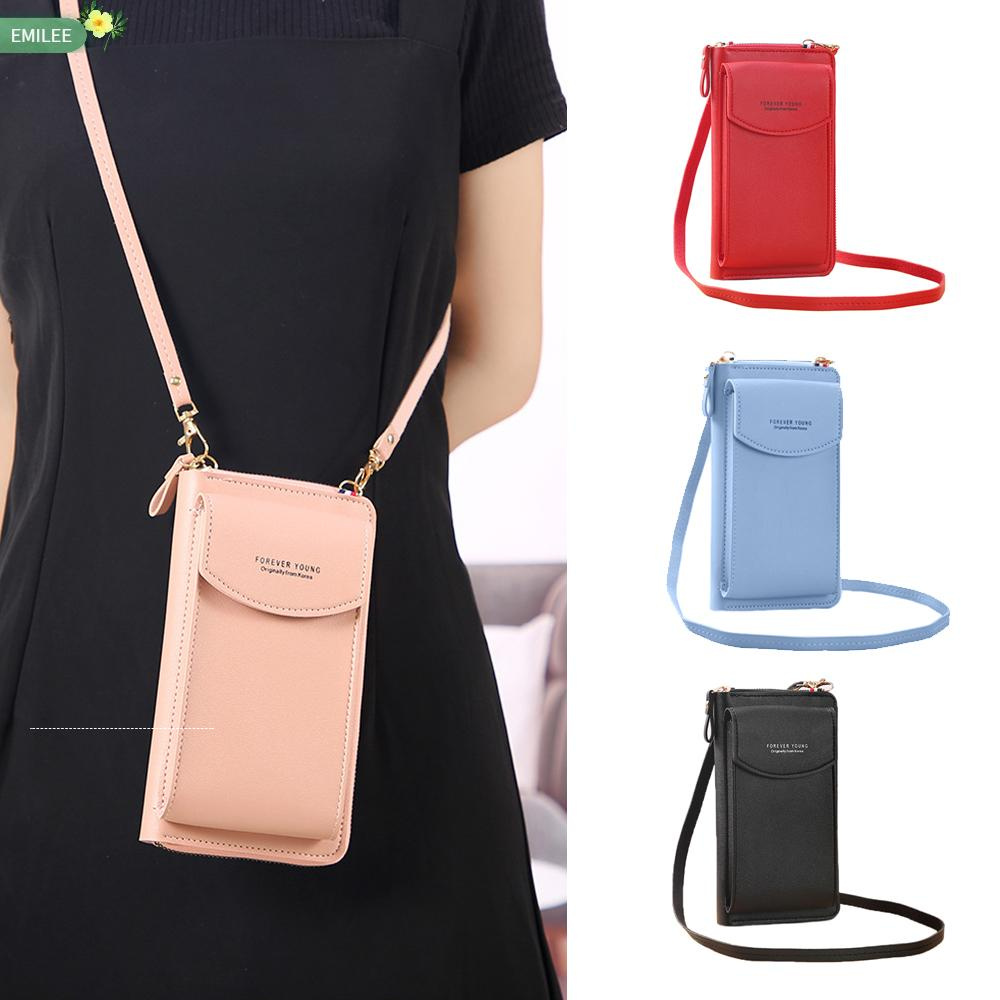 Túi Da PU Đựng Điện Thoại Đeo Vai Đa Năng Sức Chứa Lớn Cho Nữ