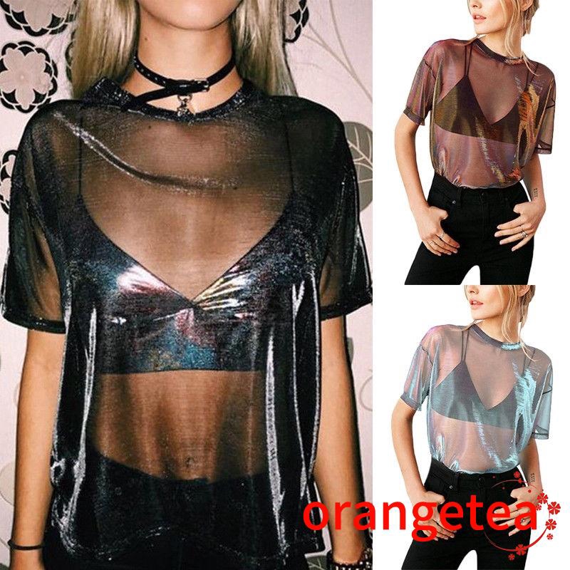Áo lưới trong suốt ngắn tay thời trang mùa hè