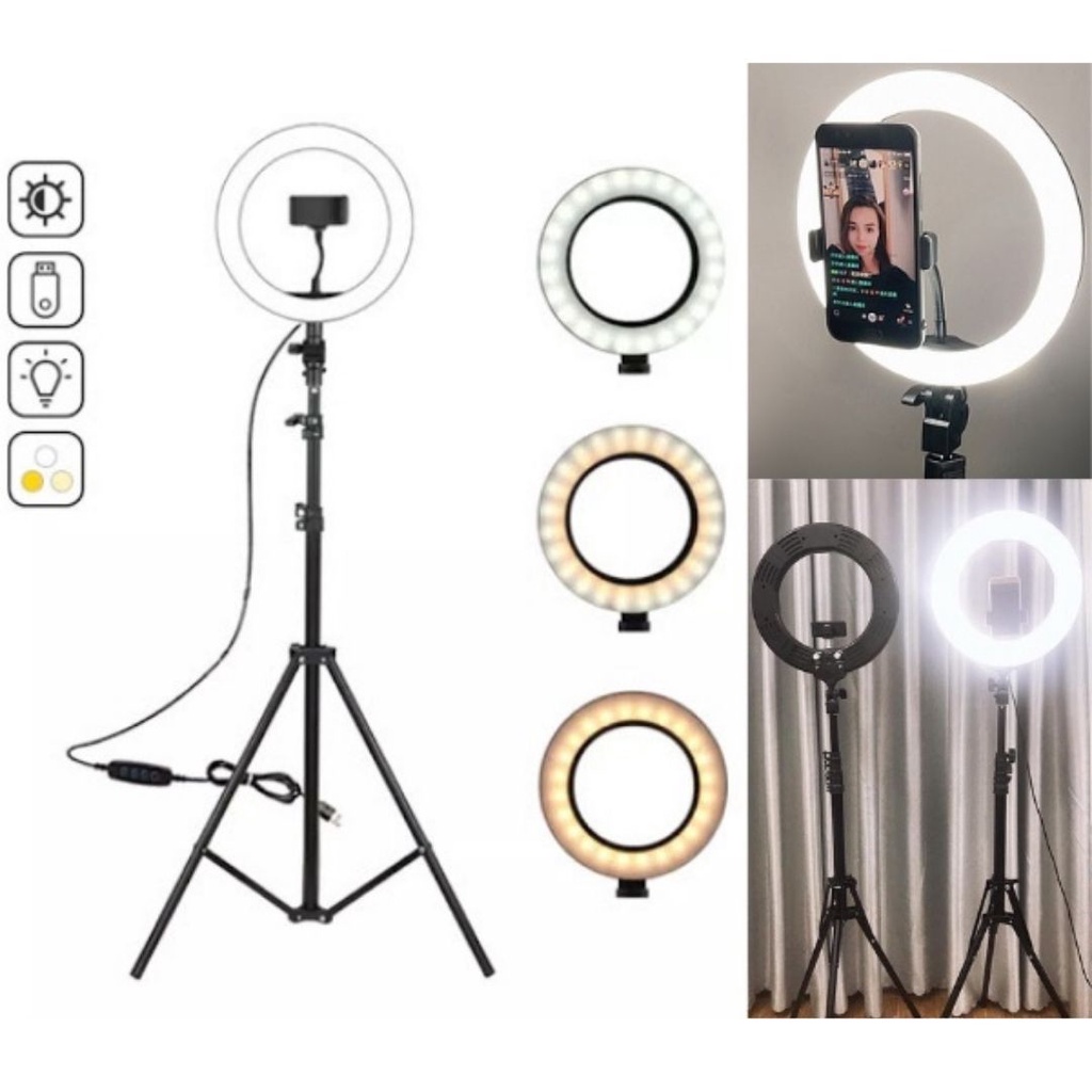 Đèn Livestream Bán Hàng 26cm 30cm 33cm 36cm Đèn Để Bàn Chuyên Dụng 3 Chế Độ Cao Cấp Hỗ Trợ Chụp Ảnh Trang Điểm