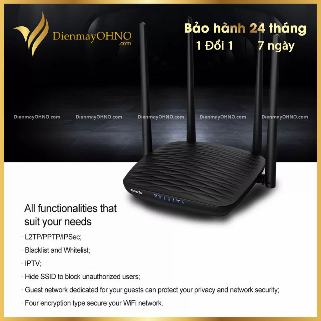 Bộ Thiết Bị Cục Phát WIFI TENDA AC5 4 Râu Xuyên Tường Router WIFI 5Ghz Moden Modern Moderm Modem Wifi 5G 2 Băng Tần