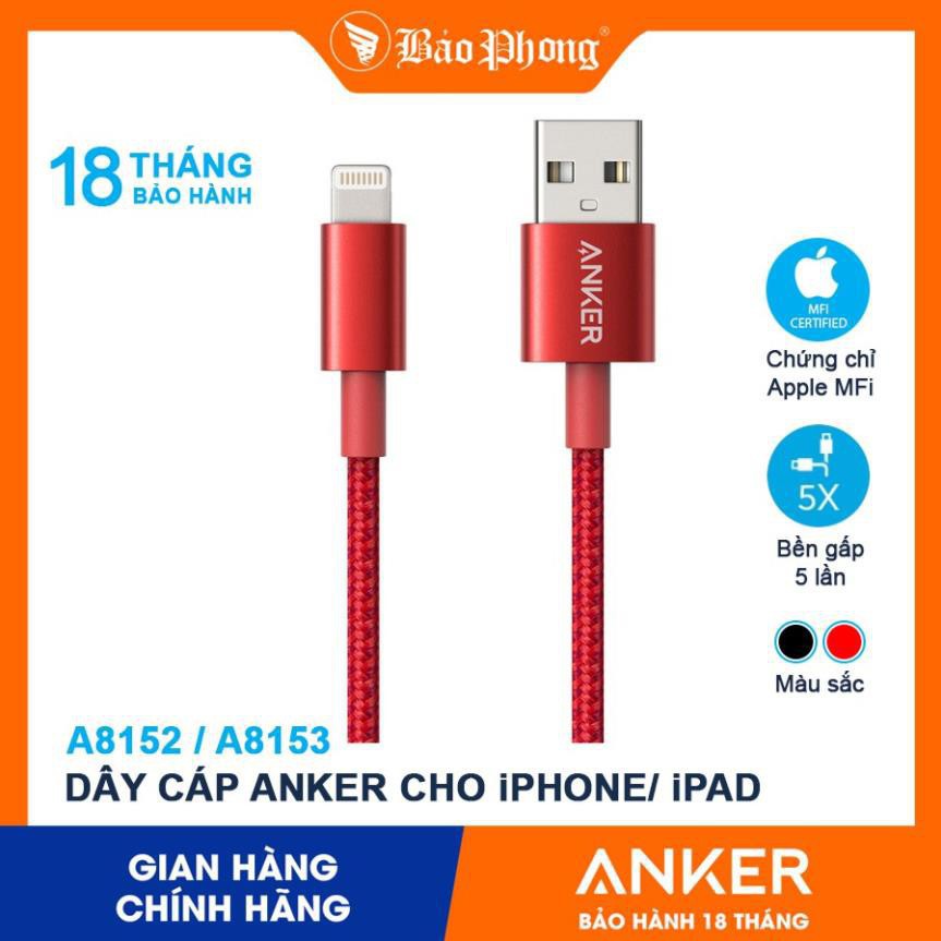 Dây Cáp Anker A8152 / A8153 Lightning Dùng Cho iPhone/iPad- Chính Hãng (shopmh59)