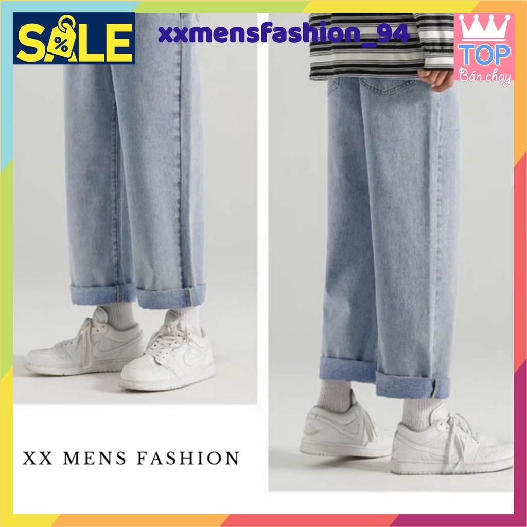 Quần Jean Nam, Quần jEANS Baggy xanh sáng nhạt ống xuông rộng style hàn quốc 2021- XX MENS FASHION !