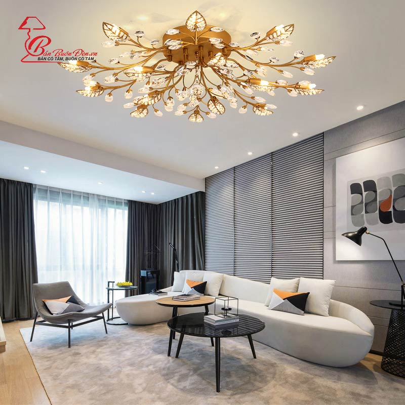 Đèn Ốp Trần Phòng Khách Khổng Tước GIÁ BUÔN Thiết Kế Độc Đáo Với Hai Màu Hoa Black Và Gold Quý Phái, Sang Trọng