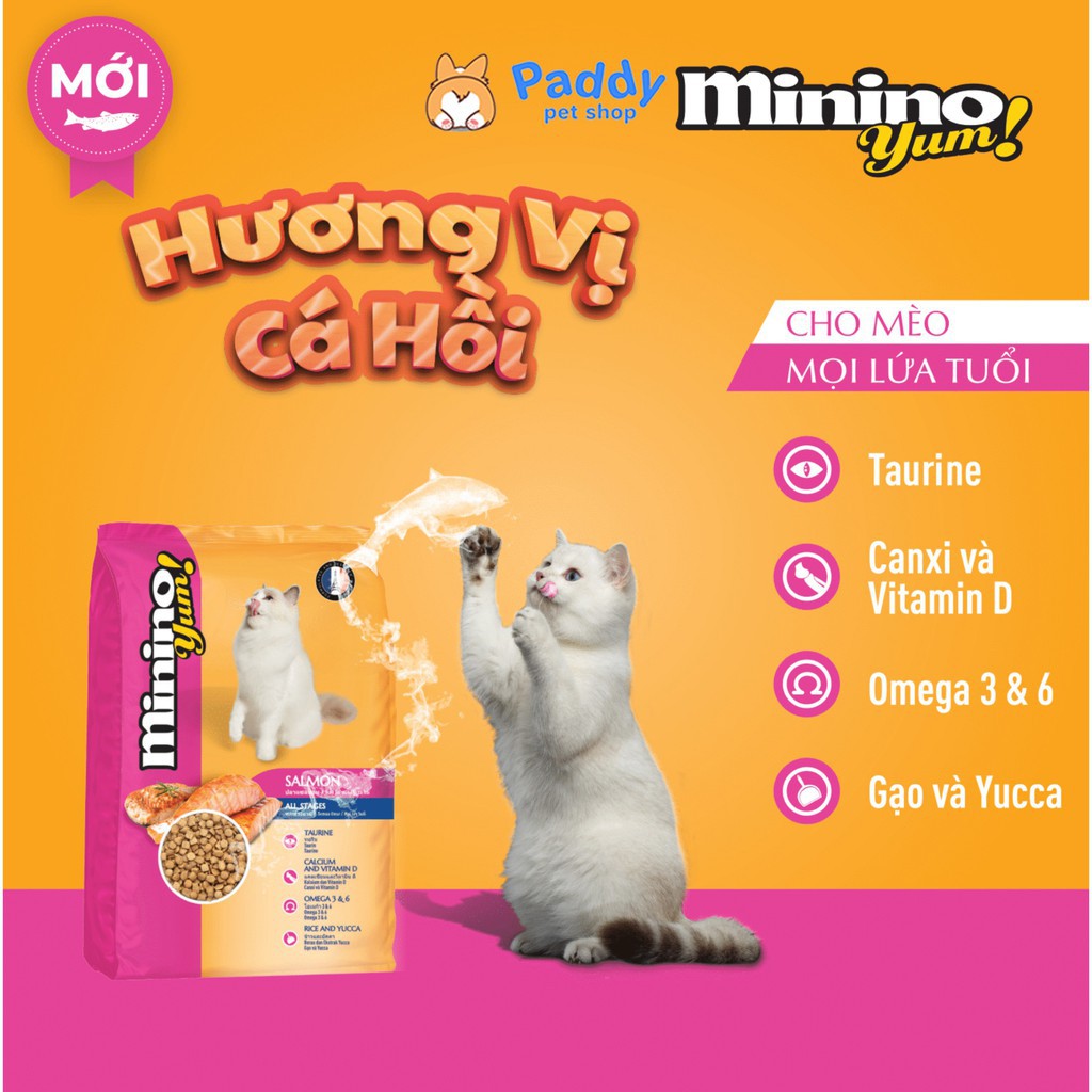 [Combo 5] Hạt Minino Yum Cho Mèo Mọi Lứa Tuổi Vị Cá Hồi 350g