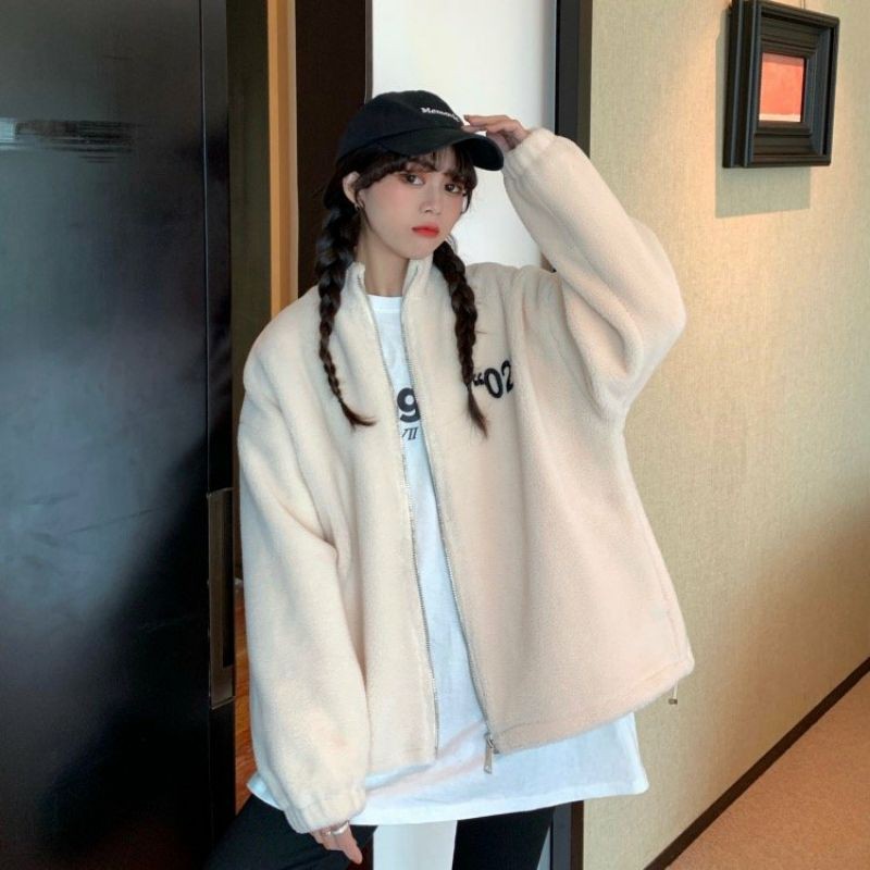 ÁO KHOÁC NỈ LÔNG THÊU CHỮ 02