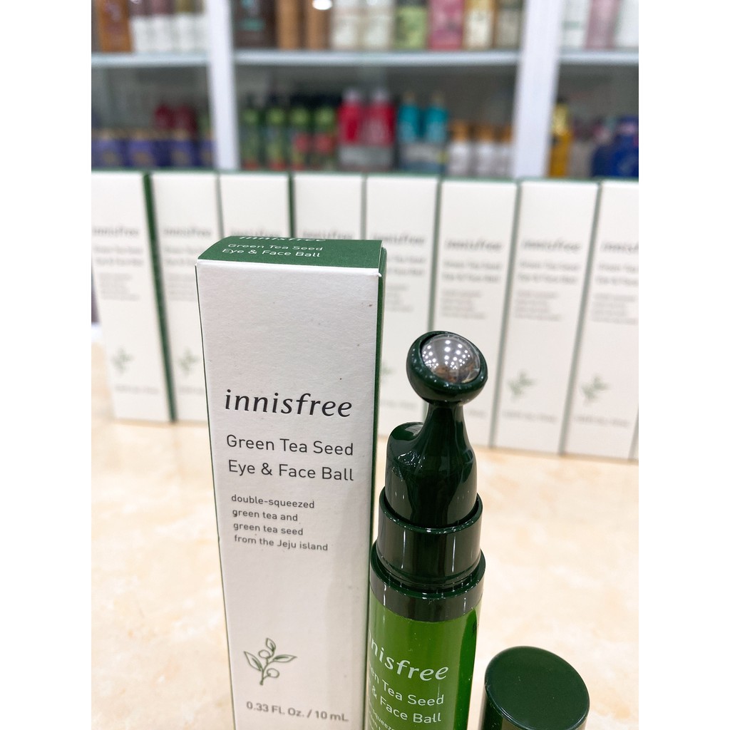 Thanh Lăn Mắt Innisfree Green Tea Seed Eye &amp; Face Ball Hàn Quốc 10ml