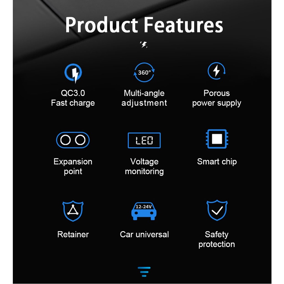Tẩu Sạc Nhanh QC3.0 Cổng Usb Type C Cho Điện Thoại Dùng Trong Xe Hơi