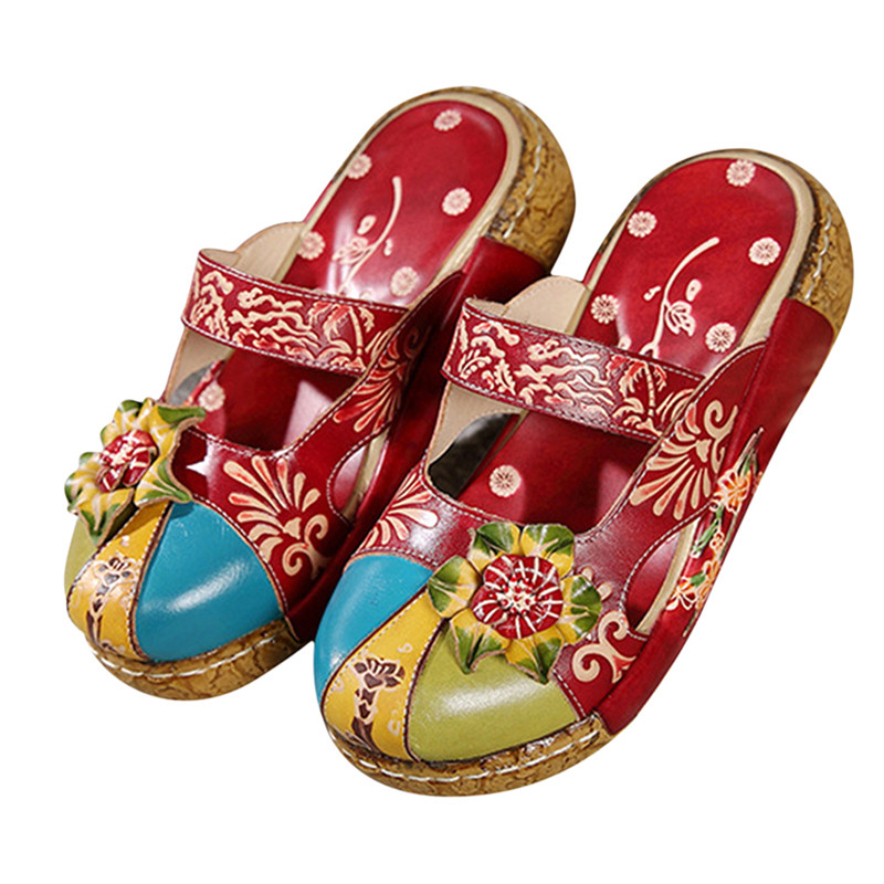 Women's Fashion Vintage Colorful Hollow Shoes Lady Casual Backless Sandals