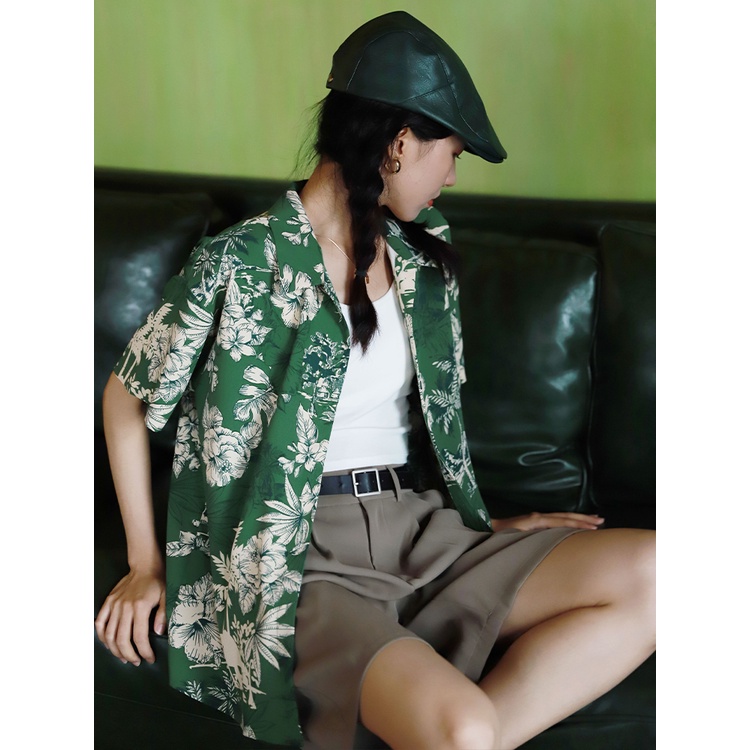 Áo Sơ Mi Tay Ngắn Họa Tiết Hoa Thời Trang Phong Cách Hàn Quốc Cho Nam/ Nữ