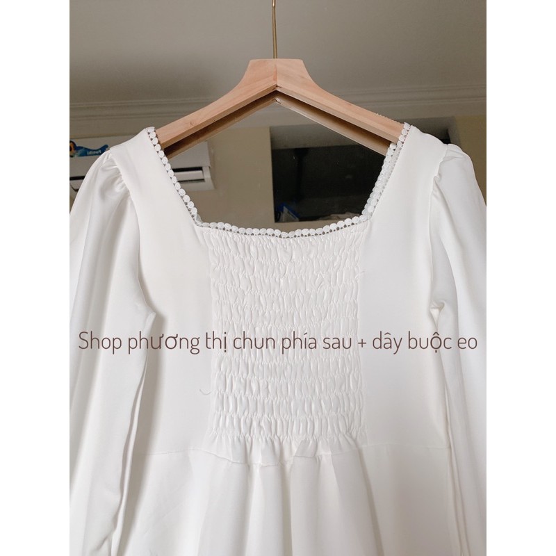 Váy trắng cổ vuông ren tay bồng siêu xinh 2812 (hàng sẵn) | BigBuy360 - bigbuy360.vn