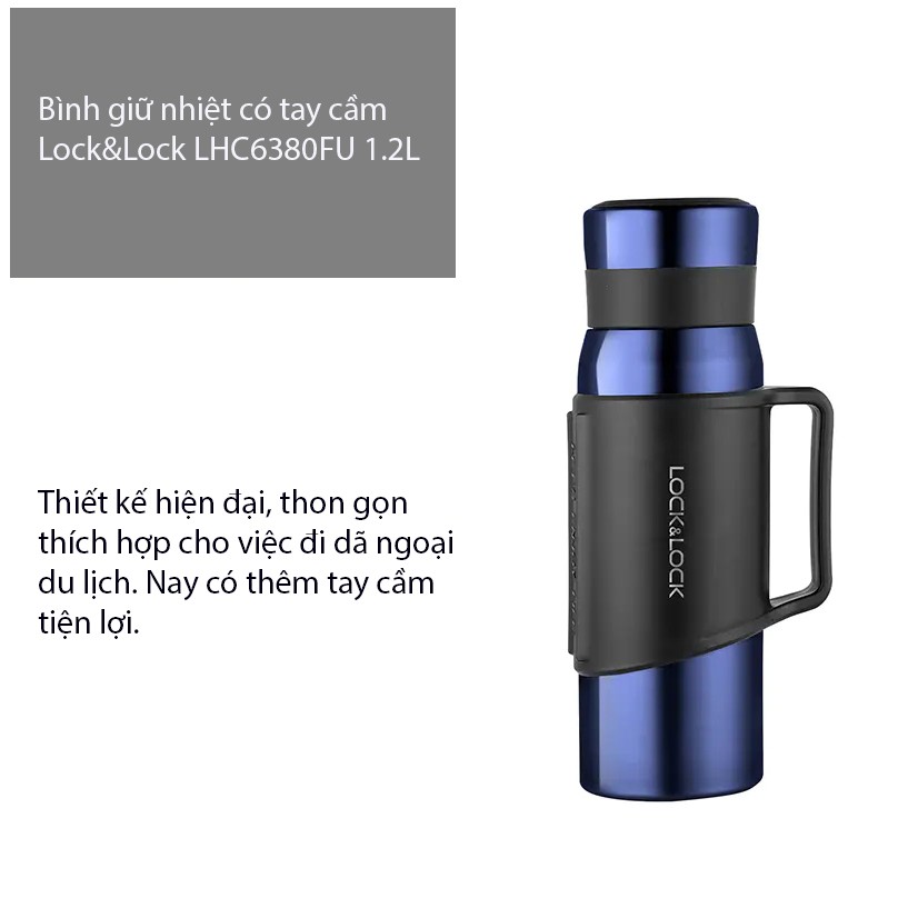 BÌNH GIỮ NHIỆT CÓ TAY CẦM LOCK & LOCK LHC6380FU (1.2L) Màu blue - Hàng chính hãng