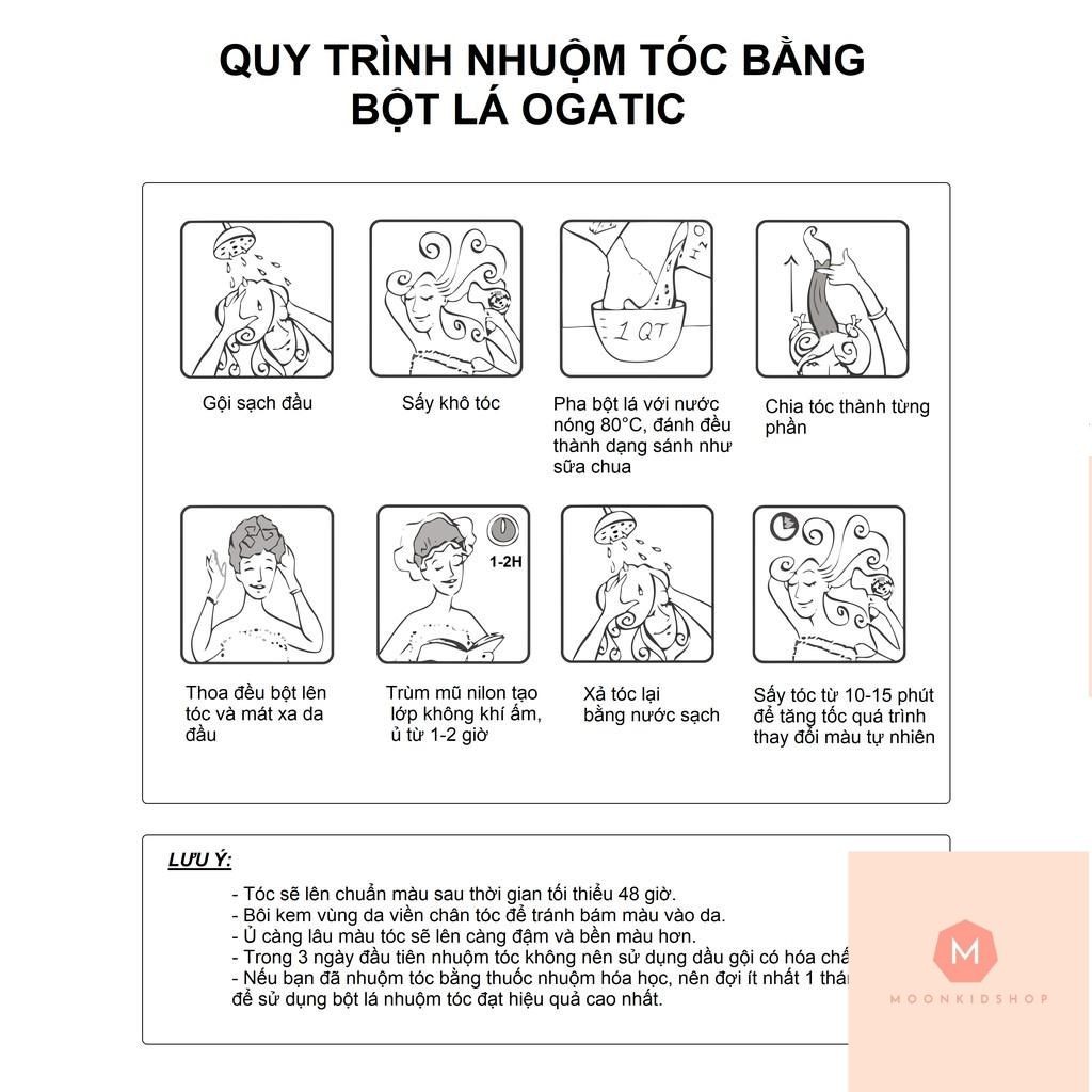 Thuốc Nhuộm Tóc OGaTics tùy chọn màu Bột Lá Nhuộm Tóc Ogatics ComBo 2 +Tặng 5 Gói Lá Thơm Gội Đầu